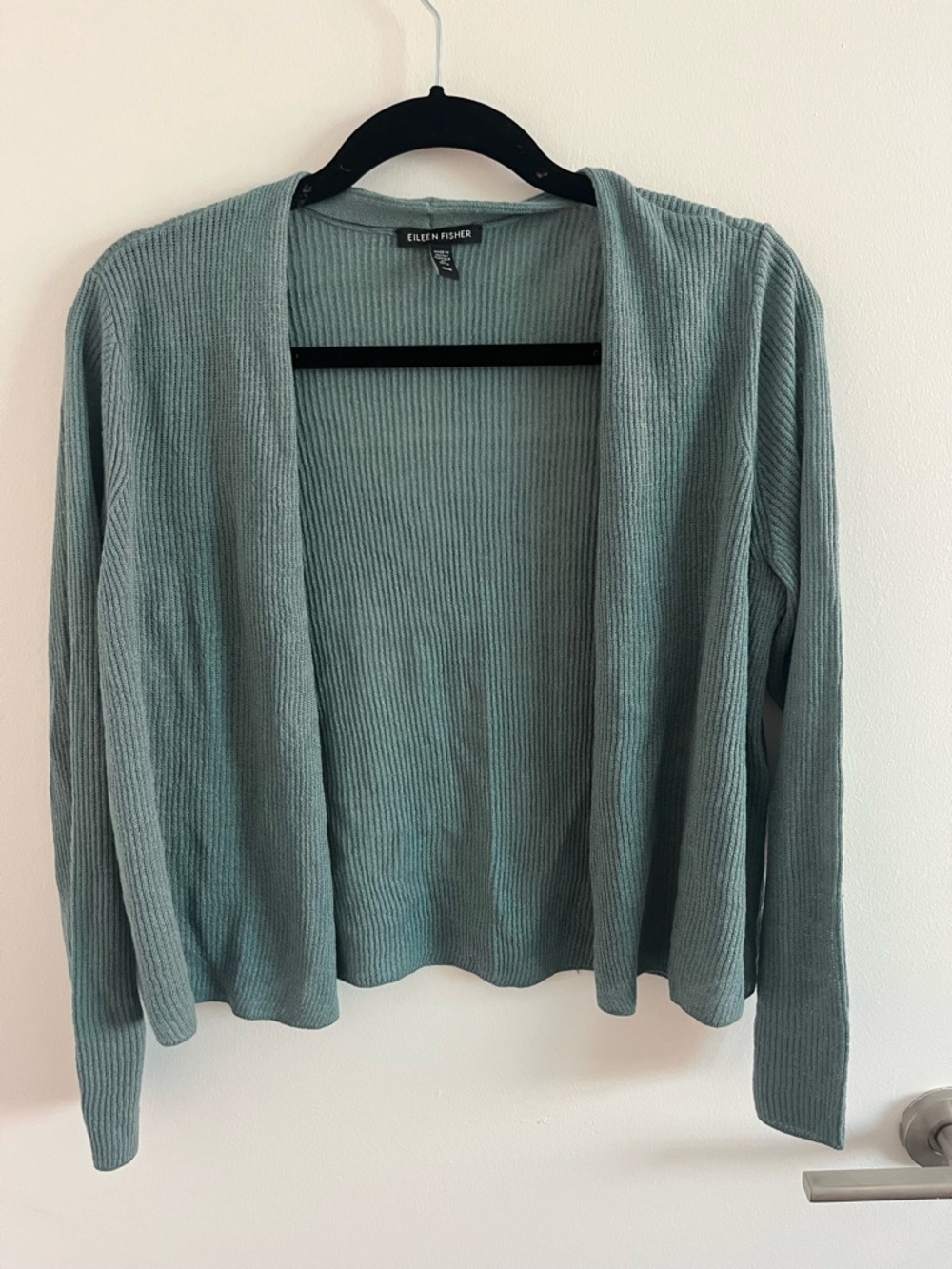 Eileen Fisher Women's Cardigan Teal Medium Linen & Cotton